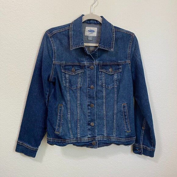 Old Navy Blue Boxy Denim Button Up Jean Jacket 714108-00 Womens size Med - Picture 1 of 6